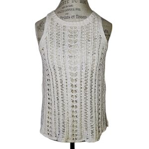 American Eagle Open Knit Tank Top Cream Size Medium Boho Bohemian Festival